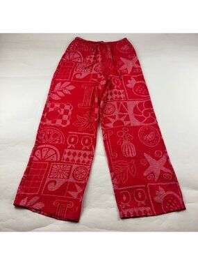 Rachel Zoe Red Tropical Printed Wide Leg Lounge Pant S